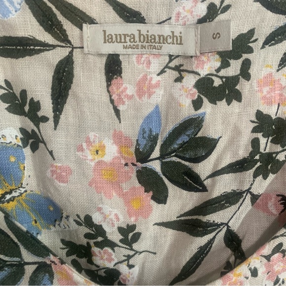 Laura Bianchi Italy Floral 100% Linen Tunic Top - Picture 2 of 11